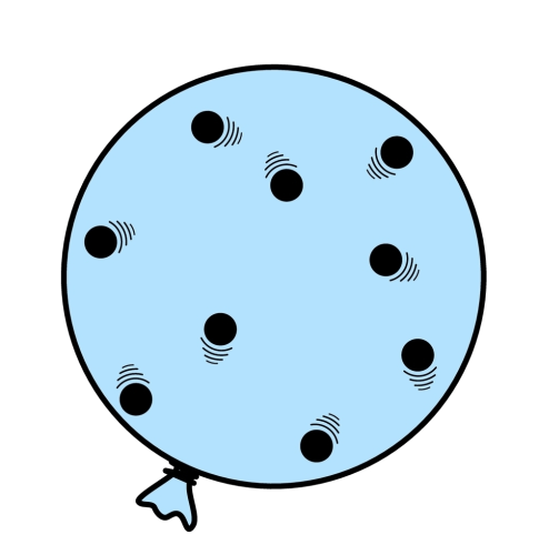 particles of gas in a balloon