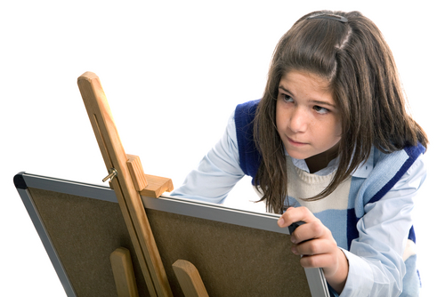 A girl painting.