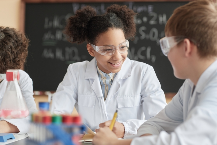 scientist girl and boy