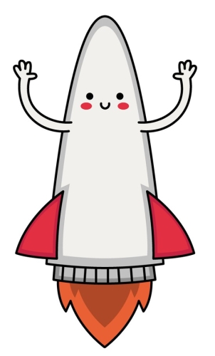 happy friendly rocket cartoon