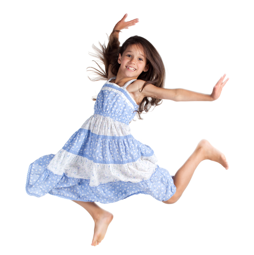 A girl jumping happily