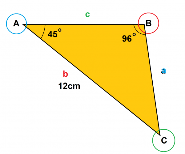 A=45, a=a; B=96, b=12. C and c both blank