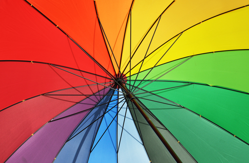 umbrella in rainbow colours
