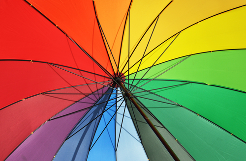 rainbow coloured umbrella