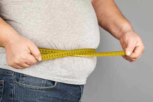 Image of obese person measuring waist