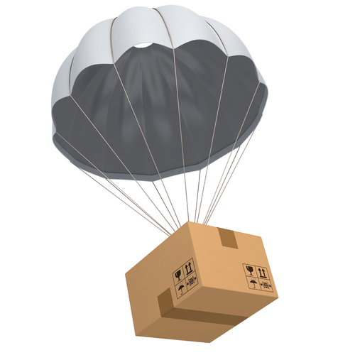 Box under parachute