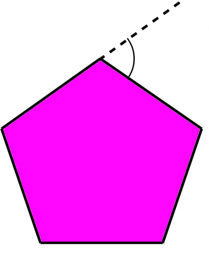 pentagon with exterior angle shown
