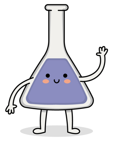 purple friendly conical flask character