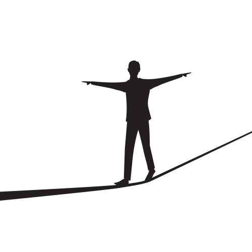 person on a tightrope