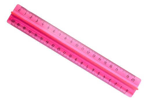 A ruler showing centimetres and millimetres