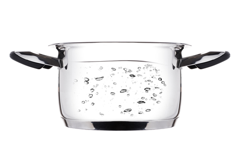 boiling water in a pan