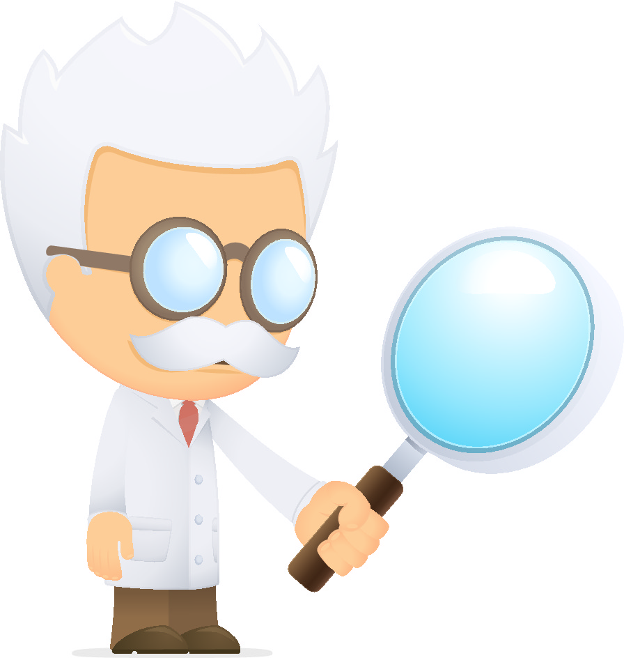 a scientist with a magnifying glass