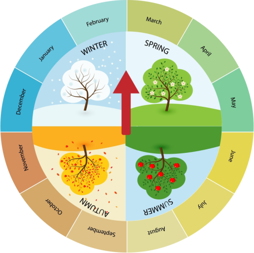 season wheel shows weather