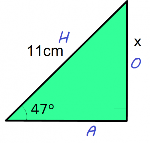 H=11; angle=47; O=x
