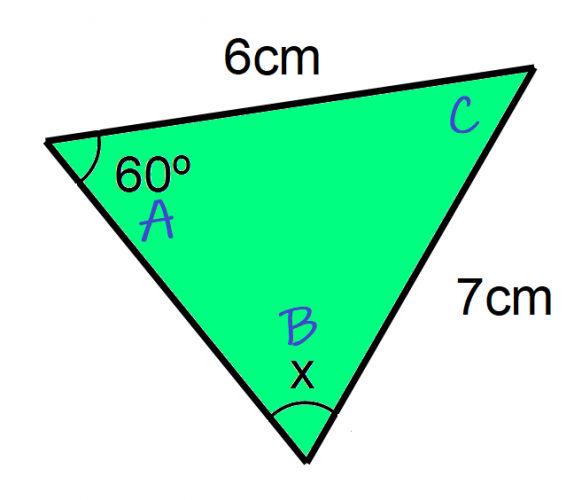 as above, with A = 60, B = x, C = blank