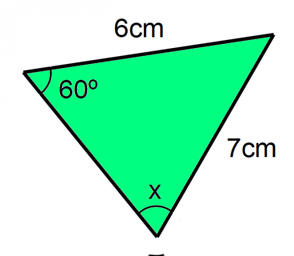 6cm, 7cm, 60 degrees, unknown angle