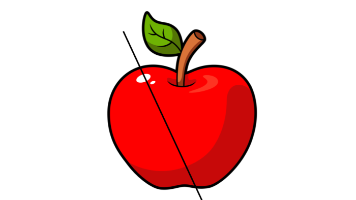 apple split into 2 parts