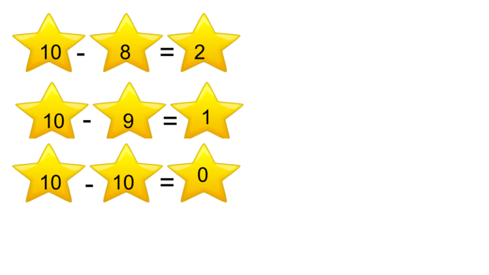 Subtraction number bonds to 10