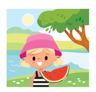 girl in sunhat in summer