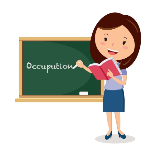 teacher stood by a blackboard