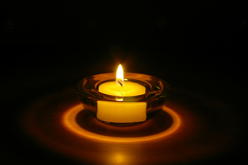 tealight candle in the dark