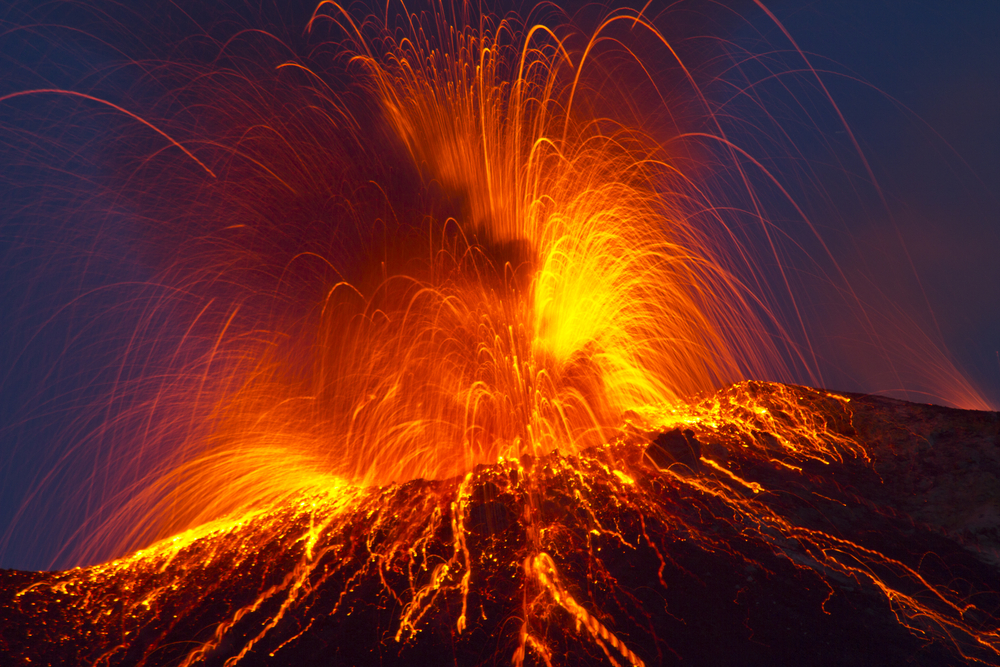 An erupting volcano