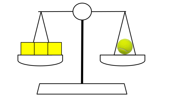 balancing scales measuring weight of ball