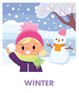 girl in winter scene snow hat