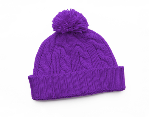 purple woolly hat