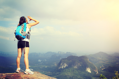 a walker on a mountain